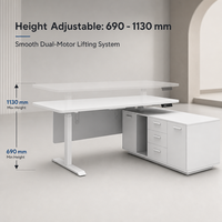 Bureau debout électrique modulaire personnalisé, poste de travail exécutif réglable en hauteur avec armoire latérale pour bureau d'entreprise