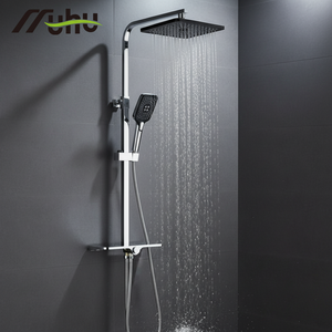 Set <span class=keywords><strong>Doccia</strong></span> Moderno da Parete in Acciaio Inox <span class=keywords><strong>con</strong></span> Finitura Cromata, Kit <span class=keywords><strong>Doccia</strong></span> <span class=keywords><strong>con</strong></span> Soffione a Pioggia e Doccetta - Product Image 2