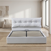 Lit double en bois à succès avec coussin moelleux, mobilier de chambre compact pour petits appartements