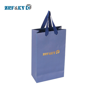 Tùy Chỉnh Handmade Bông Sợi Dây Thừng Xử Lý Tráng Kraft Màu Xanh Giấy Mua Sắm Rượu Vang Bao Bì Túi Cho Quà Tặng Bao Bì - Product Image 1