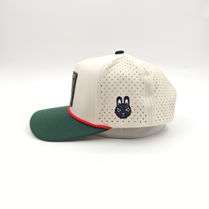 Casquette de golf imperméable 5 panneaux haut de gamme avec logo en silicone personnalisé, faible MOQ, OEM, perforations laser, coloris uniformes, vêtements de sport actifs - Product Image 4