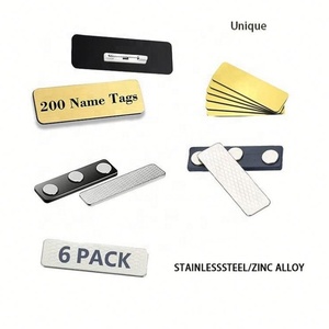 Placa de Identificación Personalizada de Acero Inoxidable con Nombre Grabado, Pin/Respaldo Magnético, Color y Logotipo Personalizados para Promocionales - Product Image 3