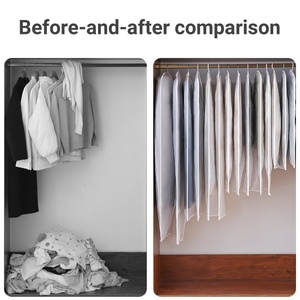 <span class=keywords><strong>Housse</strong></span> de <span class=keywords><strong>protection</strong></span> suspendue en plastique PEVA pour costume, manteau, garde-robe, organisateur de vêtements - Product Image 2