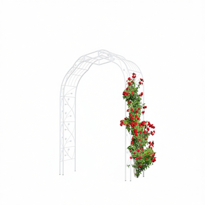 Arche de jardin en métal 98,4'' H blanche, treillis extérieur pour plantes grimpantes, support pour roses de mariage - Product Image 1