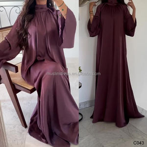 فستان عباءة إسلامية بلون موحد للربيع والصيف، فستان طويل فضفاض مغلق، أزياء محتشمة للنساء - Product Image 2
