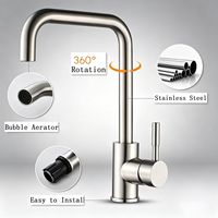 Robinet de cuisine en acier inoxydable 304 de conception nouvelle, à poser sur le plan de travail, mitigeur eau chaude et froide