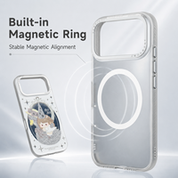 NOUVEAU Coque de téléphone OEM en gros, mignonne et souple en TPU+PC pour 17 Pro Max, style féminin, motif dessin animé, anti-traces de doigts, avec anneau magnétique