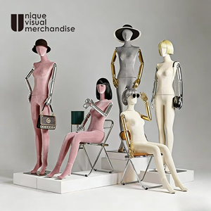 Boutique magasin de vêtements mode Mannequins femme placage main réglable velours corps complet Mannequin femme avec cheveux décorer - Product Image 1