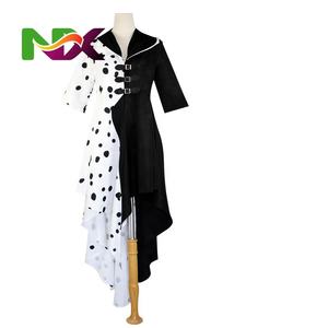 Disfraz <span class=keywords><strong>de</strong></span> <span class=keywords><strong>Cruella</strong></span> <span class=keywords><strong>de</strong></span> <span class=keywords><strong>Vil</strong></span> <span class=keywords><strong>de</strong></span> 101 Dálmatas, Vestido Negro, Cosplay, Película, Halloween, Juego <span class=keywords><strong>de</strong></span> Rol, Fabricación - Product Image 6