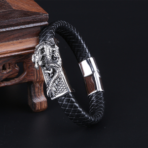 <span class=keywords><strong>Bracelet</strong></span> en cuir véritable avec dragon en <span class=keywords><strong>or</strong></span> 24 <span class=keywords><strong>carats</strong></span>, énergie renforcée, richesse, charme enveloppant, pour hommes - Product Image 4