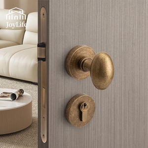 Serratura Silenziosa Interna in Ottone - Serratura <span class=keywords><strong>Vintage</strong></span> Americana per Porta Doppia con Pomello a Sfera in Bronzo Antico - Product Image 1