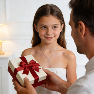 Collana con Ciondolo a Cuore per Figlia in Rame Placcato Argento Merryshine, da <span class=keywords><strong>Papà</strong></span> e Mamma, <span class=keywords><strong>Ti</strong></span> Amo per Sempre - Product Image 5
