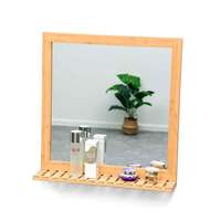 Miroir mural en verre avec cadre en bambou de style moderne, design minimaliste écologique pour chambre à coucher, salle à manger, couloir, décoration intérieure, à suspendre