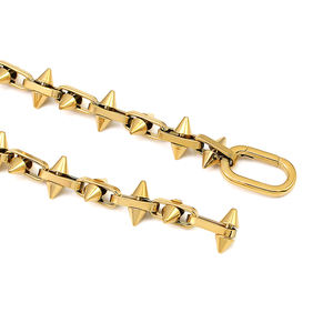 <span class=keywords><strong>Collana</strong></span> Hip Hop Placcata <span class=keywords><strong>Oro</strong></span> 18K a Catena <span class=keywords><strong>Spessa</strong></span> Conica per Uomo e Donna con Nappa Rivetto Geometrica Statement in Acciaio Inossidabile - Product Image 5