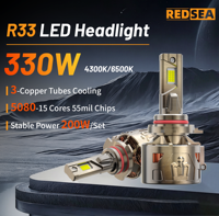 Faros Delanteros LED Redsea R33 300W 30000LM H11 H4, Luces LED para Automóvil H7 9005 9006 9012, Bombillas LED Blancas para Automóvil