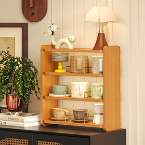 Cup Storage Rack 4 Layers Wooden Desktop Organizer For Tea Coffee Mugs Display <b>Shelf</b> - Product Image 1