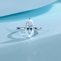 Bague de fiançailles solitaire en moissanite de luxe taille marquise 2,65 CTW en argent sterling S925, bijoux fins