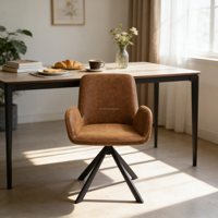 Chaise de salle à manger pivotante moderne, fauteuil rembourré avec pieds en métal pour salle à manger et café, capacité de 150 kg, design confortable