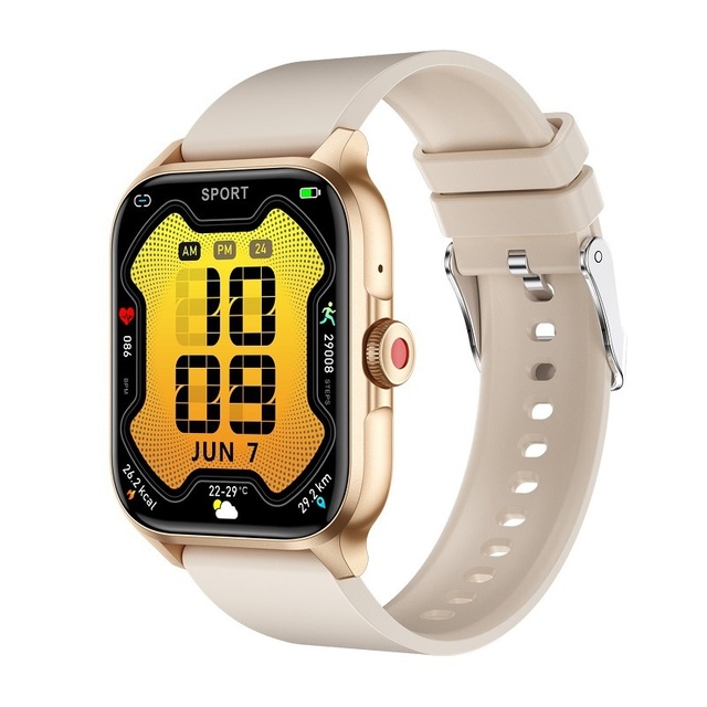 New Cross-Border QX15 Square Smart Watch for Girls IP67 Heart Rate Monitoring Voice Calls Silicone Band 7-14 Days Battery