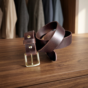 <b>Men's</b> BS INTERNATIONAL Fashionable Genuine Cow Hide Rectangular Pin Steel <b>Buckle</b> Vintage European Style Durable Eco-Friendly - Product Image 4