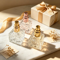 Flacon d'échantillon de parfum en verre de 10 ml, atomiseur à fine brume, rechargeable, design cube d'eau, pompe de pulvérisation en métal, portable pour les voyages