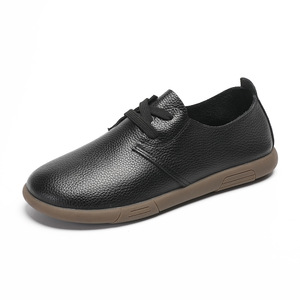 Chaussures bateau décontractées pour hommes en cuir véritable rétro, bout rond, semelle EVA respirante, toutes saisons - Product Image 4