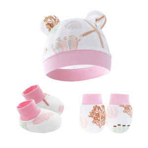 Ensemble 3 Pièces Anti-Rayures Bébé Nouveau-né 2023 : Bonnet, Moufles et Chaussons <span class=keywords><strong>de</strong></span> 0-6 Mois – Chapeau d'Hiver Exporté pour Enfants - Product Image 2