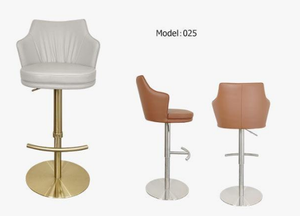 Modern Adjustable PU Leather Swivel Commercial Bar <b>Chairs</b> with Stainless Steel & Fixed Armrests <b>Round</b> Metal Base for Home Bar - Product Image 6