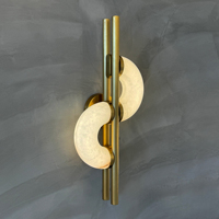 Lampes LED verticales minimalistes en cuivre avec panneaux en marbre givré, 2700K, blanc chaud doux, base E12, luxe résidentiel