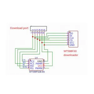 Beschreibbarer Soundchip-Sound-IC WT588F02B Soundchip 16-Bit-DAC-Ausgang Sprach-IC 170s 8-poliger Musik chip