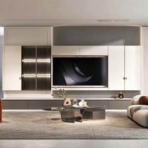 Support mural pour téléviseur LED, meuble moderne de luxe en bois pour salon et hôtel, avec design flottant, gestion des équipements, 65 pouces - Product Image 4