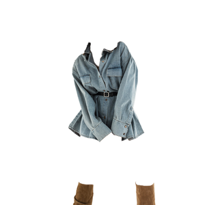 เสื้อเชิ๊ตตัวสั้นผ้าเดนิมสำหรับผู้หญิง, เสื้อเชิ๊ตตัวสั้นแฟชั่นใหม่สำหรับฤดูหนาว3D มีลวดลายตามอารมณ์ - Product Image 1