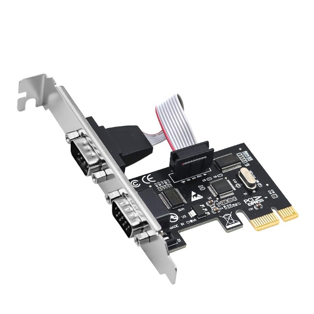 Desktop PCI-E to RS232 Serial Port Card 2 Ports Expansion 9-Pin COM Port Adapter Made in China Computer Repair Parts