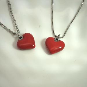 12มม. น้ำมันสแตนเลสทำด้วยมือรูปหัวใจสีแดงรูปหัวใจพีชอุปกรณ์ DIY สร้อยคอจี้เครื่องประดับจี้ - Product Image 3