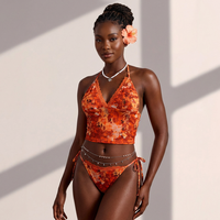 Ensemble de bikinis deux pièces avec dentelle Paisley, imprimé tropical, maillot de bain pour festival, tenue de plage personnalisée pour femmes, défilé de carnaval