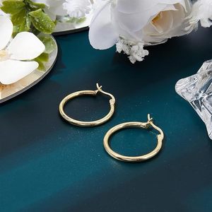 <b>Large</b> Lightweight Hypoallergenic PVD 8K Gold Plated Stainless Steel Huggie <b>Hoop</b> Earrings for Women | Sizes 20mm-70mm - Product Image 5