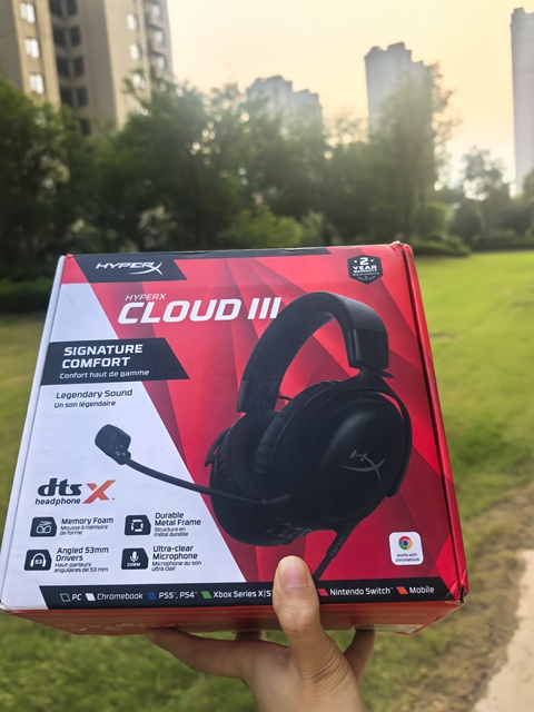 HyperX Cloud III Black Red Wired Gaming Headset DTS Spatial Audio Active Noise Cancellation IPX3 Waterproof Bass Boost Micro USB
