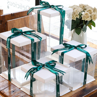 YIYANG — boîte à gâteau en papier Kraft personnalisé, 10 pouces, cadeau d'anniversaire, avec fenêtre, en carton
