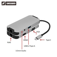 Multi port Docking station USB c zu HDMI HDTV-Kabel Gigabit Ethernet 3,5mm Audio Jack Adapter 5 in 1 Typ c Hub für Mobile Tablet