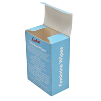 Cajas de Cartón para Toallitas Húmedas Portátiles Ecológicas con Logotipo Personalizado de Marca Privada, Impresión de Cajas de Papel Azul para Uso Personal