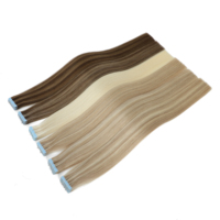 Proveedor chino de Alibaba, distribuidores mayoristas de cabello brasileño o ruso, cinta de cabello negro humano Remy 100% en extensión de cabello
