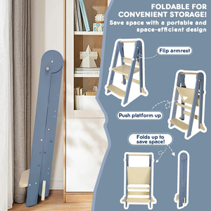 New Chất lượng cao hiện đại 3 trong 1 có thể điều chỉnh bằng gỗ trẻ em nhà bếp tháp Montessori đồ nội thất di động Toddler bước Phân - Product Image 4