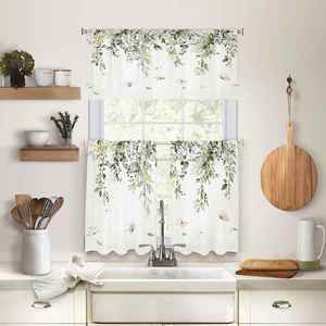 Marble Pattern Window <b>Curtains</b> and Valances Set of 3 Modern Art Background Short Tier <b>Curtain</b> <b>for</b> <b>Kitchen</b> - Product Image 4