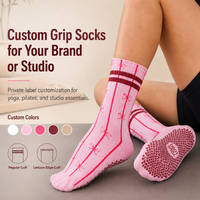 Chaussettes de yoga antidérapantes pour femmes, de qualité supérieure, avec logo personnalisé, pour la salle de sport, le trampoline et le pilates, en coton