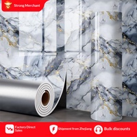 Carreaux muraux autocollants en PVC imitation marbre chinois pour salles de bain, salons, décors de télévision, cuisines ; autocollants de papier peint imperméables