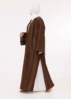 Abaya en dentelle respirante pour femmes, Louny, dentelle crochetée marron, tissu tricoté, vêtements musulmans, mode, tenue quotidienne