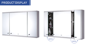 Mueble de Baño Moderno Grande de 3 Puertas, Montado en la Pared, con Espejo de Vidrio y Acero Inoxidable - Product Image 4