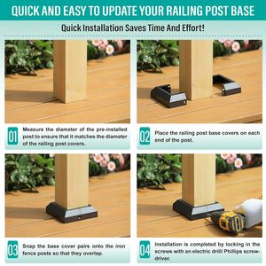 Cache-poteau de terrasse en aluminium pour balustrades de balcon, escaliers, terrasses et porches, cache-poteau de terrasse séparé - Product Image 5