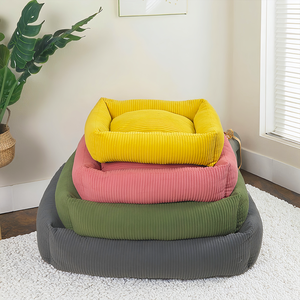 Petopia lujo sólido rayas <span class=keywords><strong>Schnauzer</strong></span> camas para perros gatos cojín moderno Rosa comprimido cama para perros rectángulo clásico calidad - Product Image 3