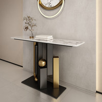 Console d'entrée de luxe léger, style minimaliste moderne Wabi-Sabi, en métal et ardoise SP-025, pour hôtel et appartement, installation amovible